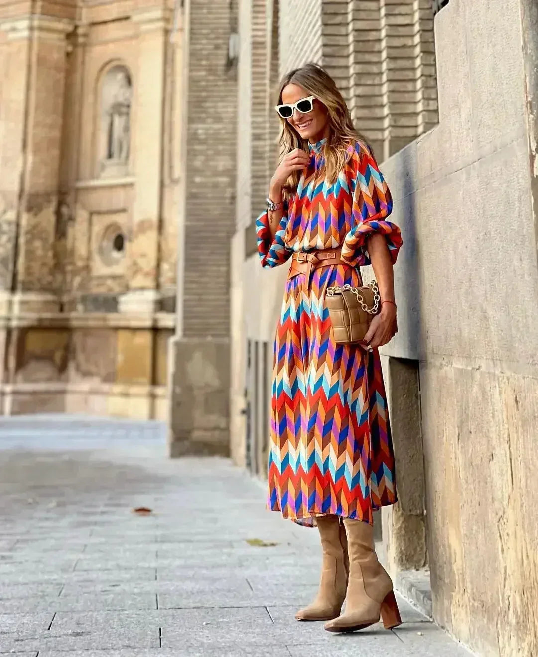 Cassandra | Abito con stampa geometrica vivace