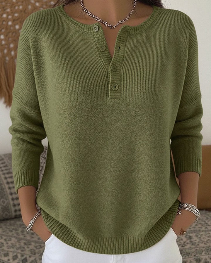 Helena™ | Maglione lavorato a maglia con bottoni Henley — 1