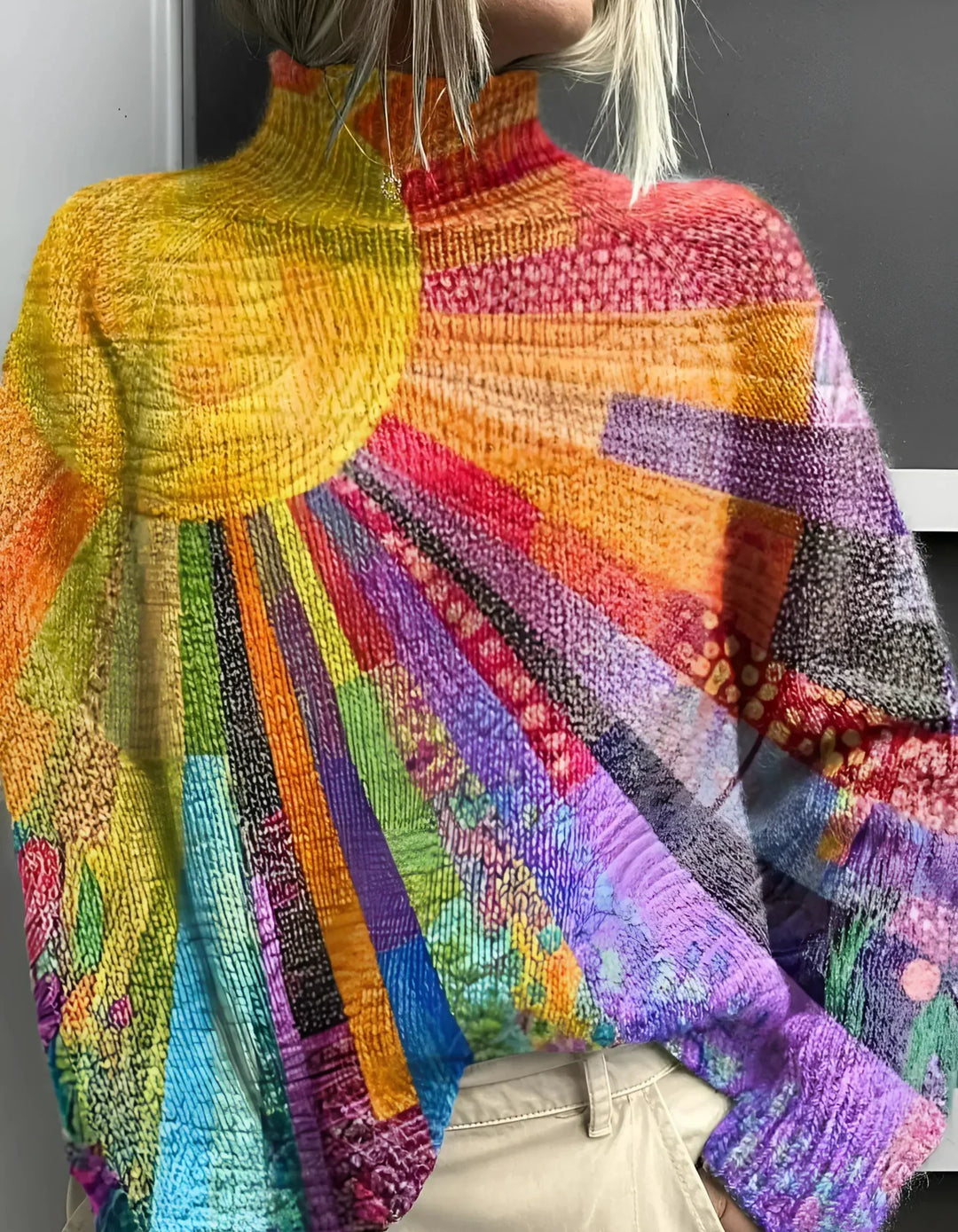 Ada - Maglione dolcevita colorato e allegro — 1