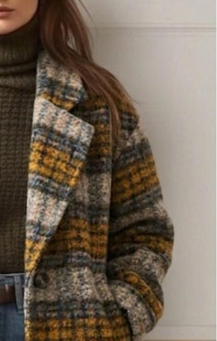Sienna | Cappotto lungo a quadri nei toni naturali — 5