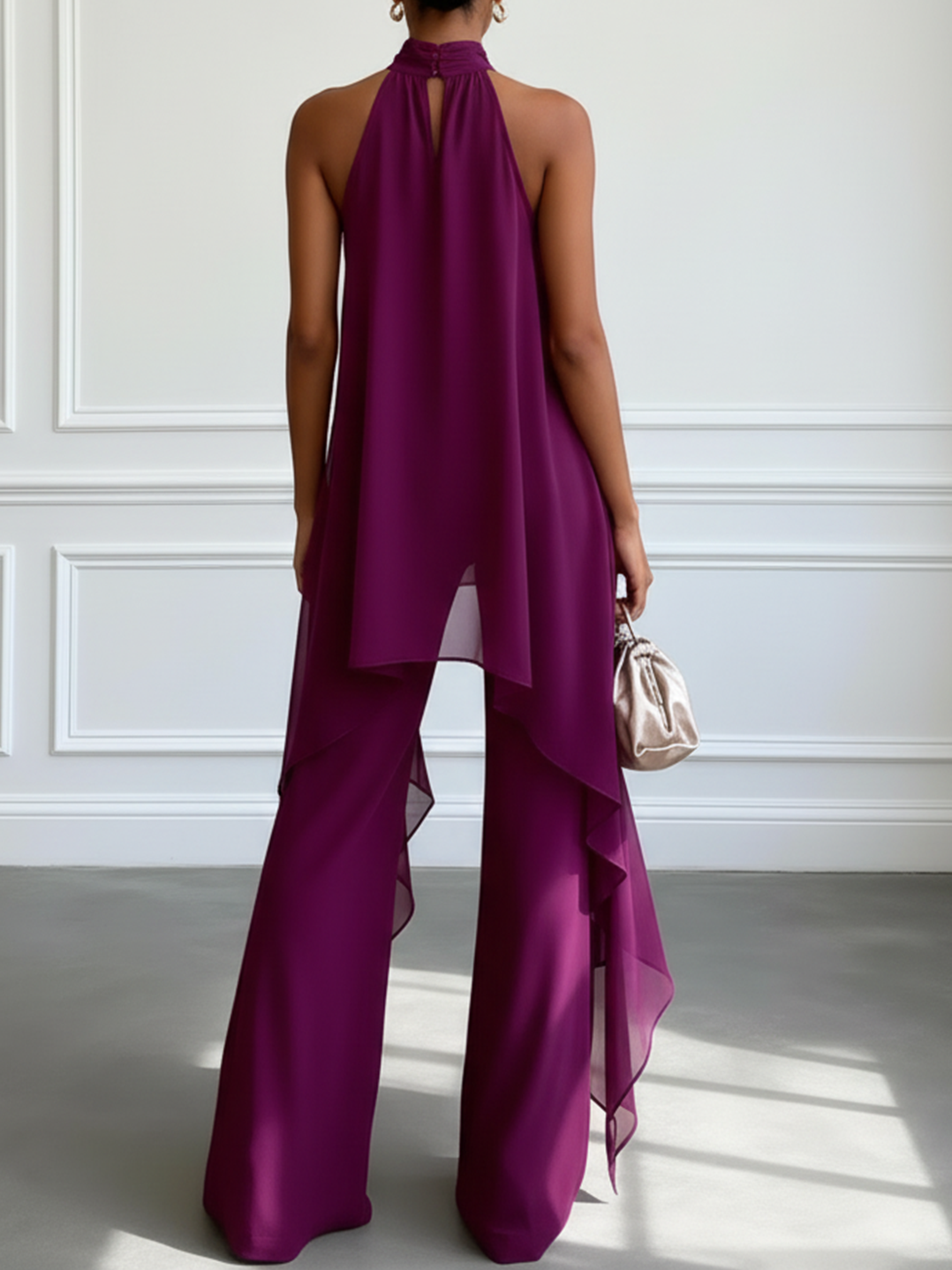 Completo Viola con Top Senza Maniche e Pantaloni – Chiara Rossetti (2)