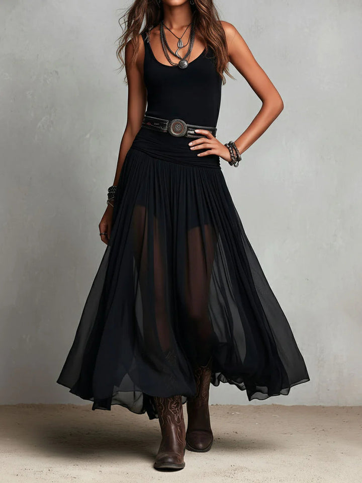 Completo Nero con Top e Gonna Maxi in Tulle – Chiara Rossetti (2)
