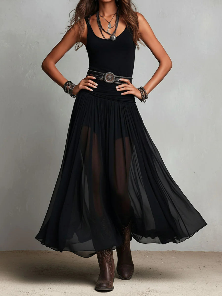Completo Nero con Top e Gonna Maxi in Tulle – Chiara Rossetti (3)