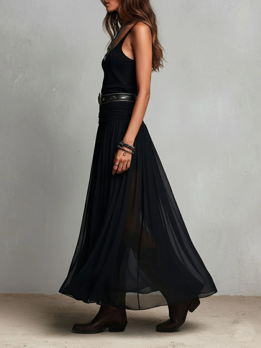 Completo Nero con Top e Gonna Maxi in Tulle – Chiara Rossetti (6)