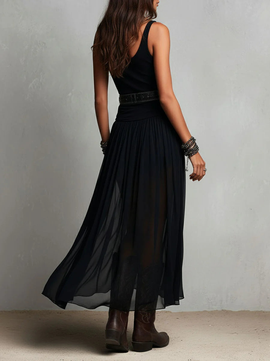 Completo Nero con Top e Gonna Maxi in Tulle – Chiara Rossetti (5)