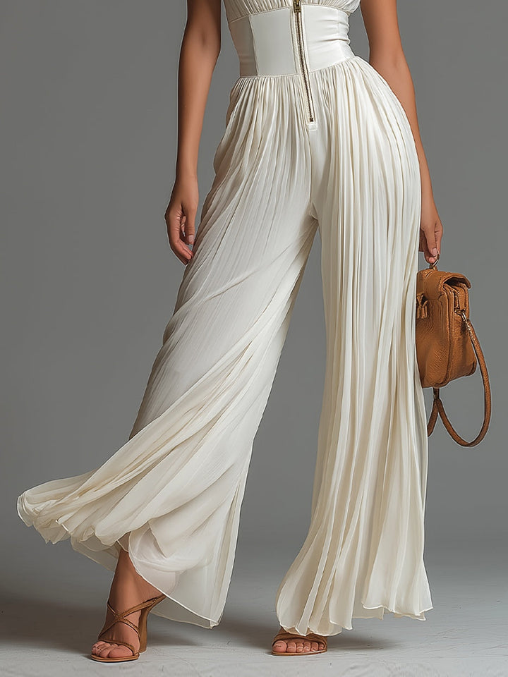 Tuta Bianca Senza Maniche in Chiffon con Gamba Ampia – Chiara Rossetti (5)