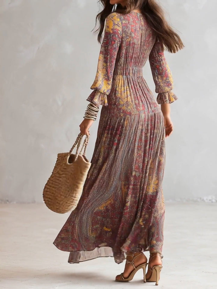 Abito Maxi in Chiffon con Stampa Paisley e Scollo a V – Chiara Rossetti (3)
