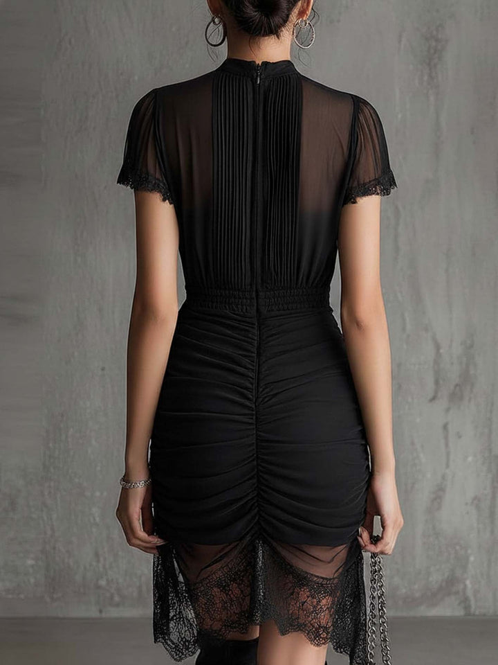 Abito Mini Nero in Chiffon con Vita Plissettata – Chiara Rossetti (2)