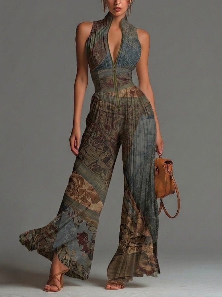 Tuta Senza Maniche in Chiffon con Stampa Etnica Boho – Chiara Rossetti (1)