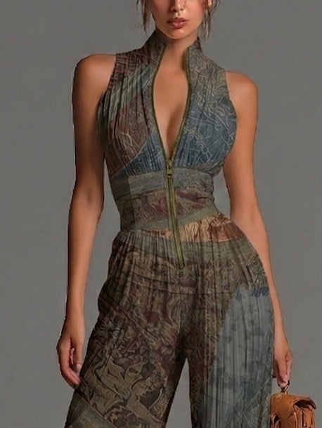 Tuta Senza Maniche in Chiffon con Stampa Etnica Boho – Chiara Rossetti (3)