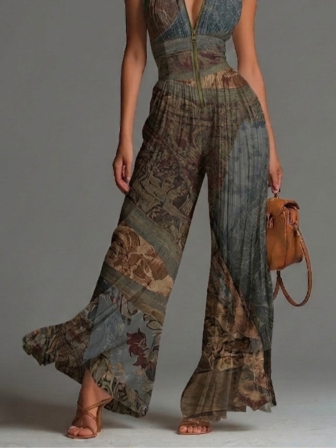 Tuta Senza Maniche in Chiffon con Stampa Etnica Boho – Chiara Rossetti (4)
