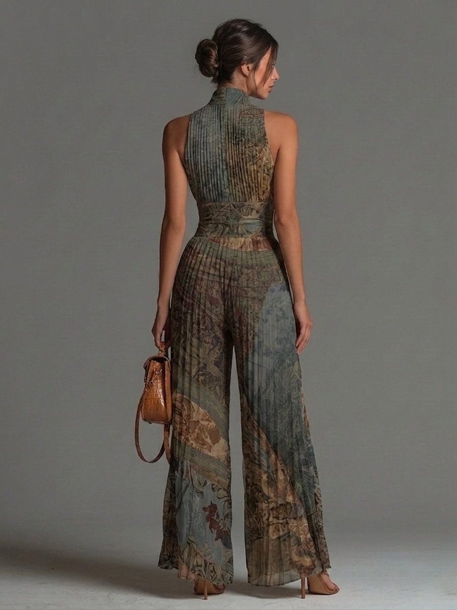 Tuta Senza Maniche in Chiffon con Stampa Etnica Boho – Chiara Rossetti (2)