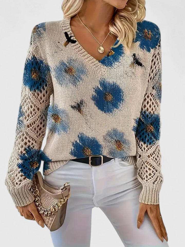 Aurélie | Elegante maglione lavorato a maglia floreale — 9