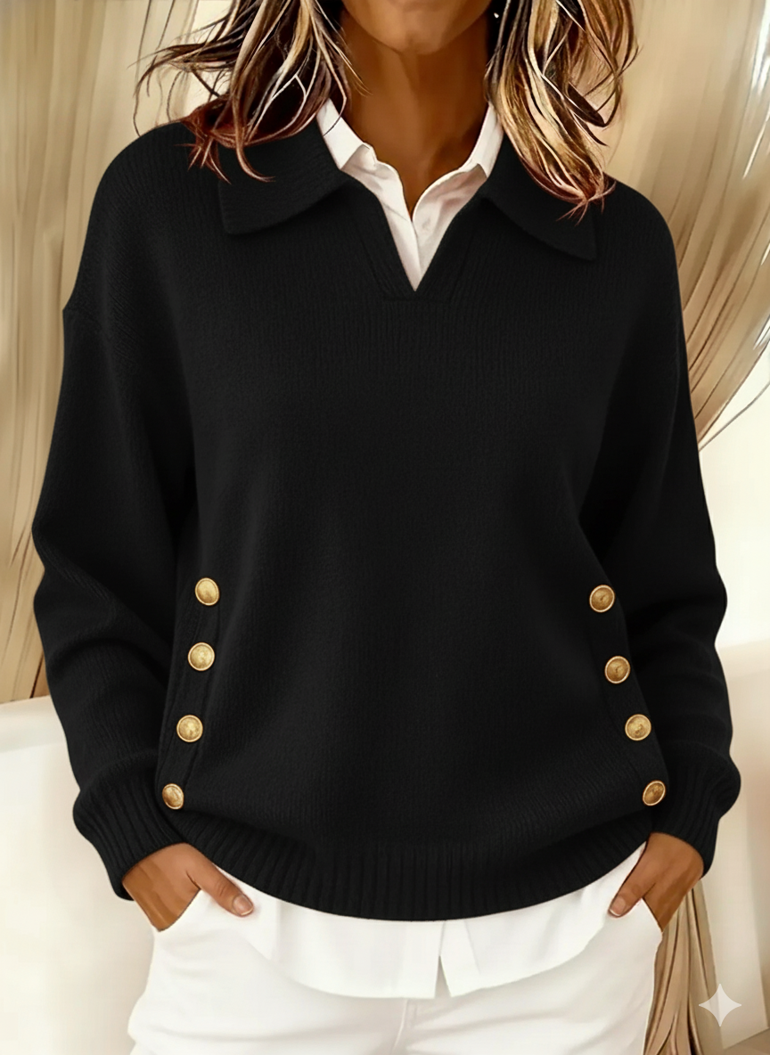 Vynette™ | Maglione Scollo a V con Colletto — 6