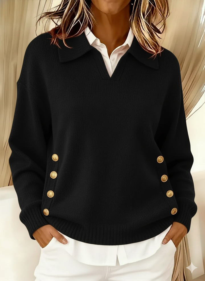 Vynette™ | Maglione Scollo a V con Colletto — 6