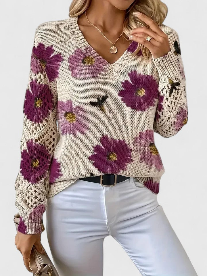 Aurélie | Elegante maglione lavorato a maglia floreale — 4