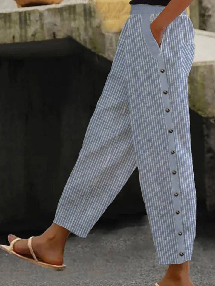 Linaya | Pantaloni a righe con bottoni