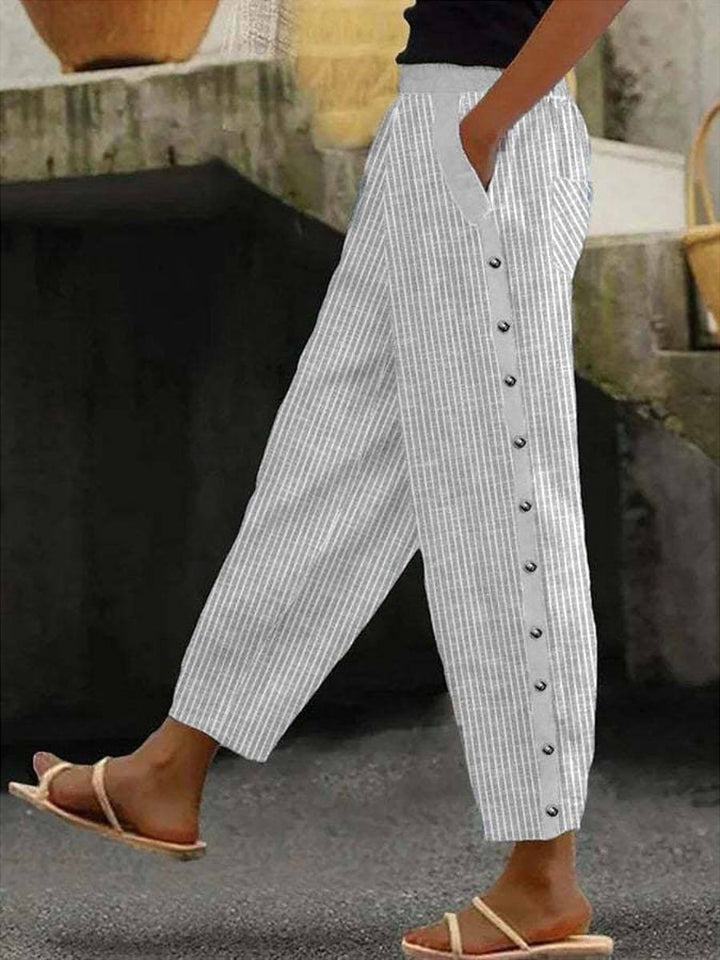 Linaya | Pantaloni a righe con bottoni