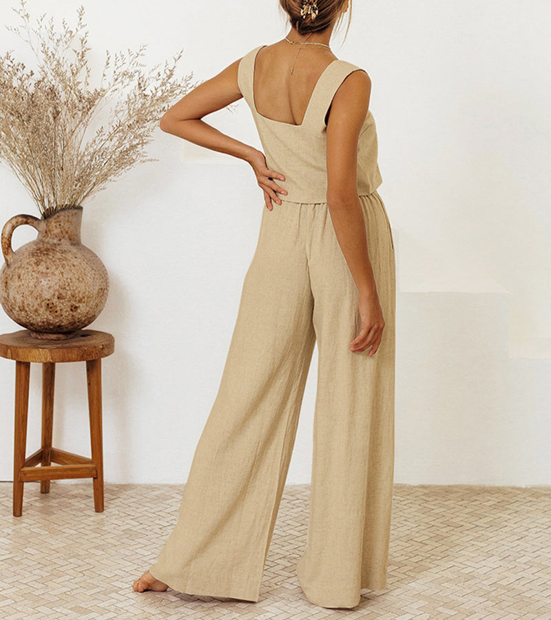 Megan | Completo minimalista con top e pantaloni svasati