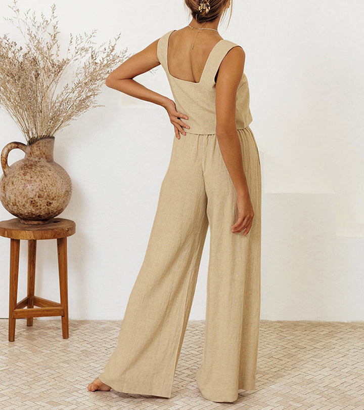 Megan | Completo minimalista con top e pantaloni svasati