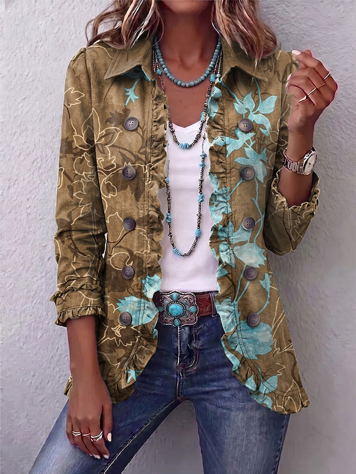 Sundara™ | Giacca con volant floreale vintage sfumata Boho — 1