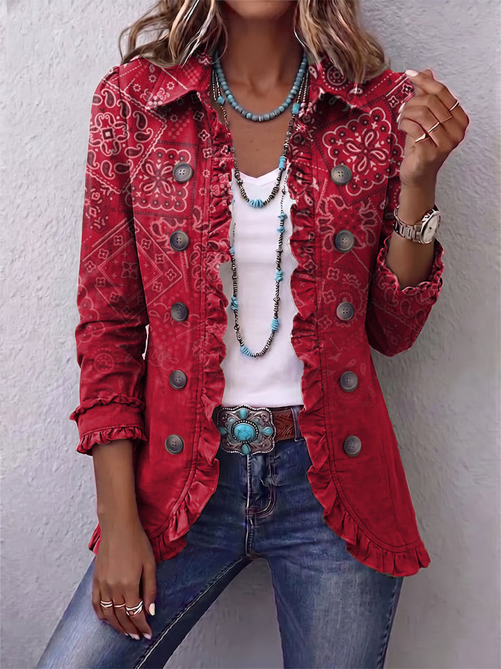 Criselle™ | Giacca con volant con stampa Bohemian Paisley Ombré — 1