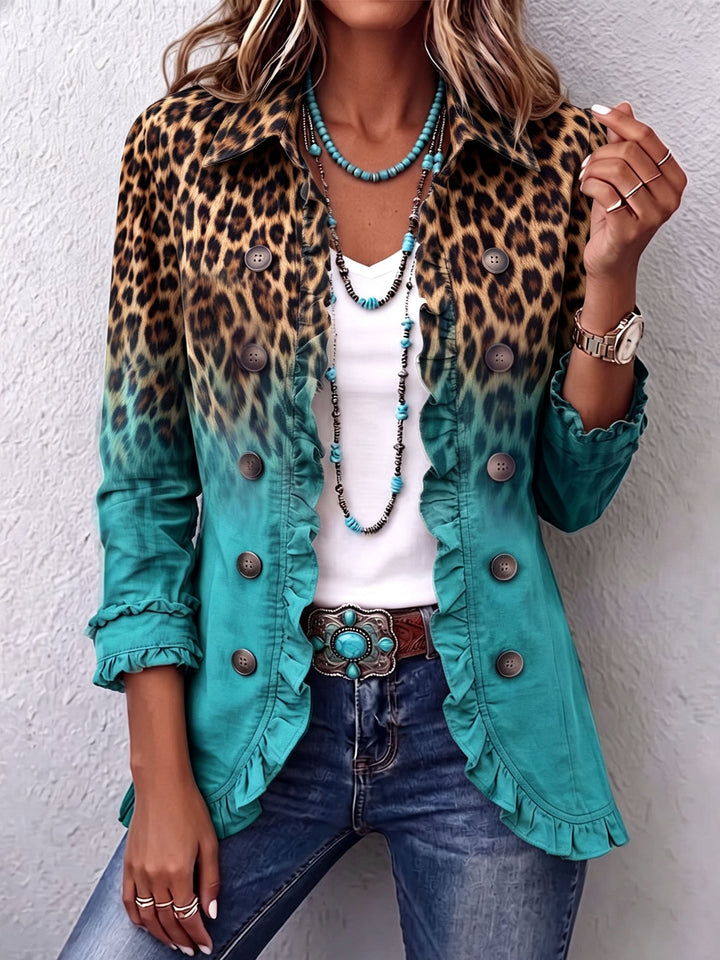 Elspeth™ | Giacca blazer con volant leopardato Ombre — 1