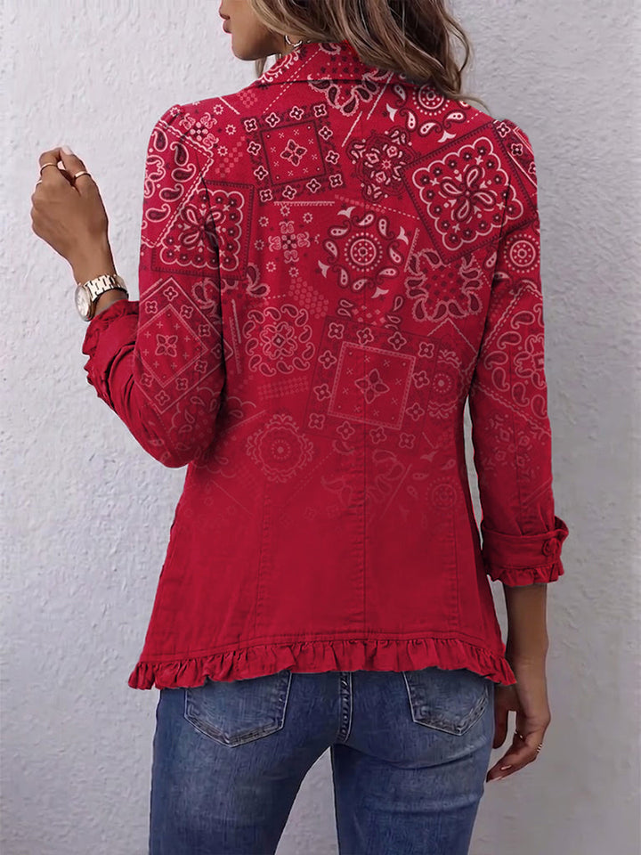 Criselle™ | Giacca con volant con stampa Bohemian Paisley Ombré — 2