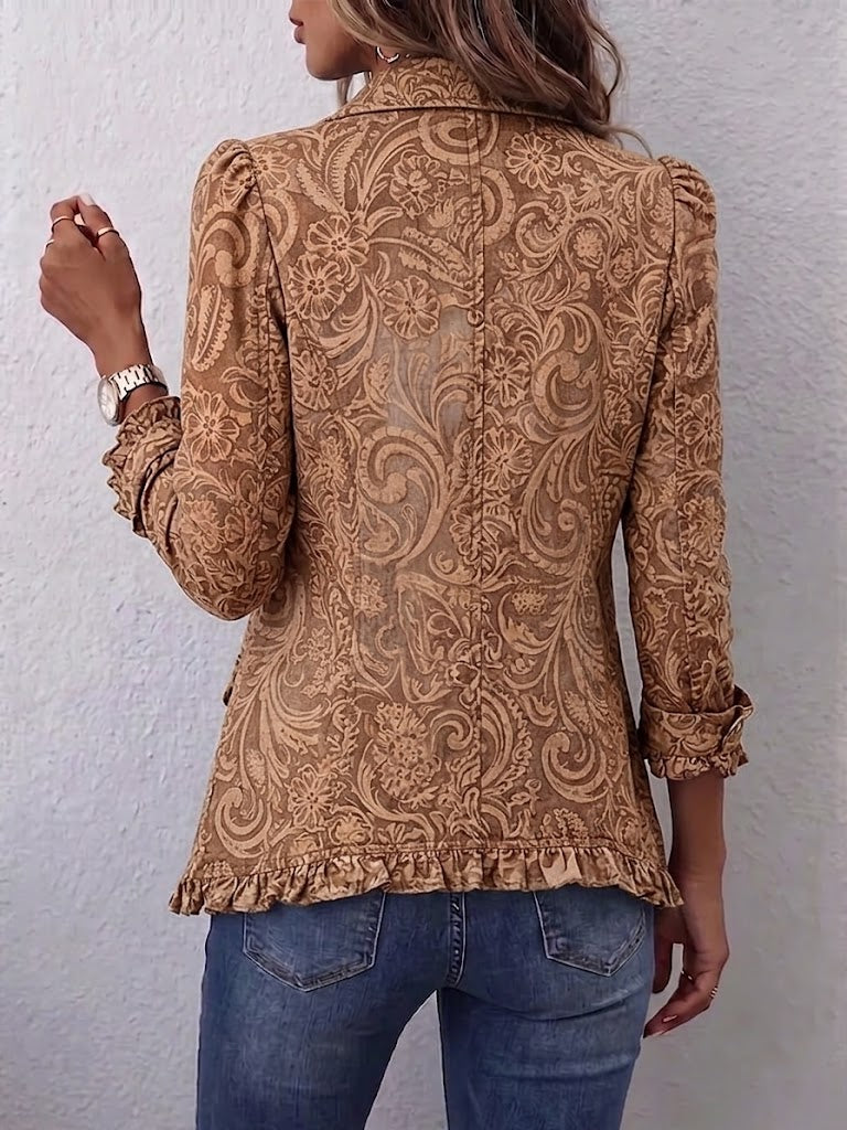 Vyclara™ | Giacca arricciata con stampa floreale bohémien vintage — 2