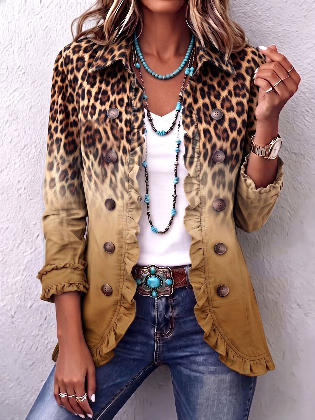 Elspeth™ | Giacca blazer con volant leopardato Ombre — 6