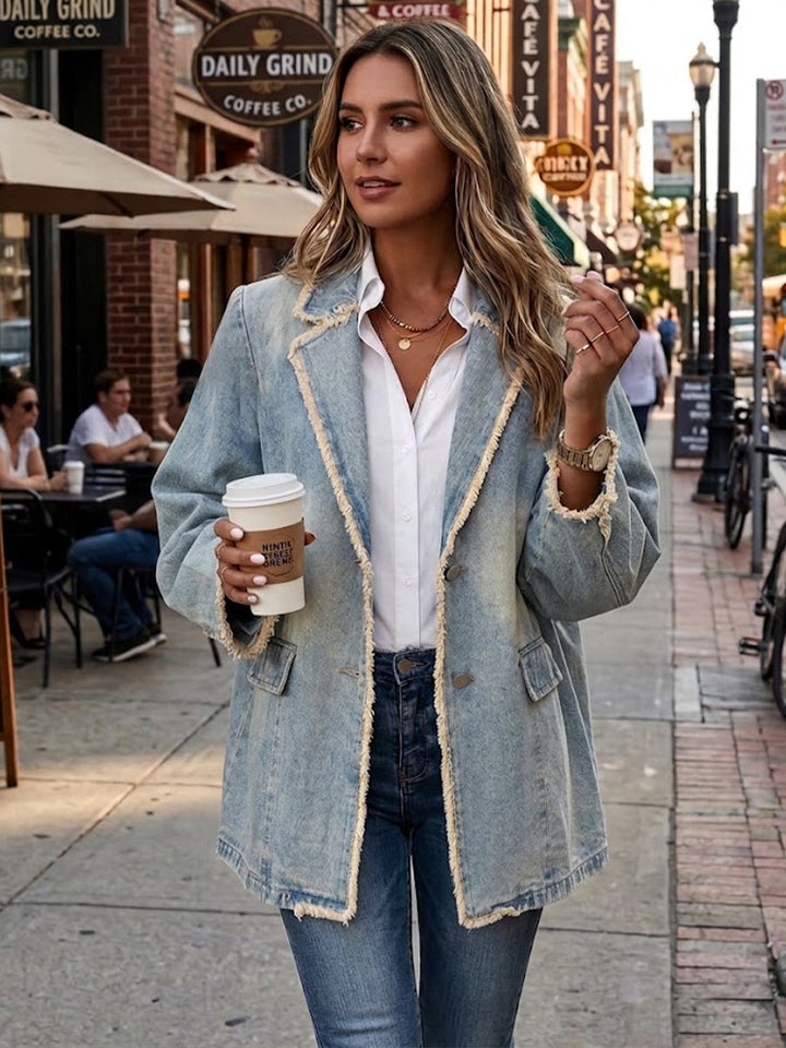 Dionne™ | Blazer oversize in stile vintage con bordi grezzi — 2